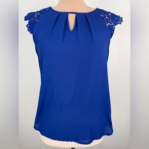 Express Royal Blue Lace Accent Blouse